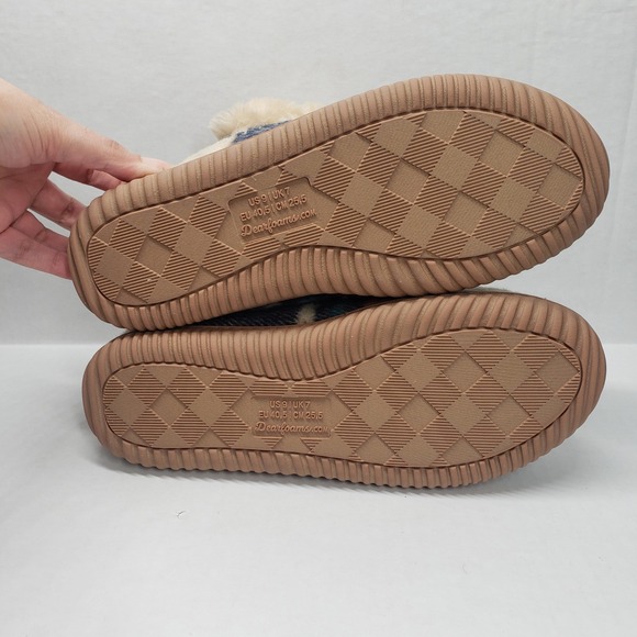 Dearfoams Alpine Moritz Bootie House Slippers Womens 9 Cream Plaid - Picture 9 of 16